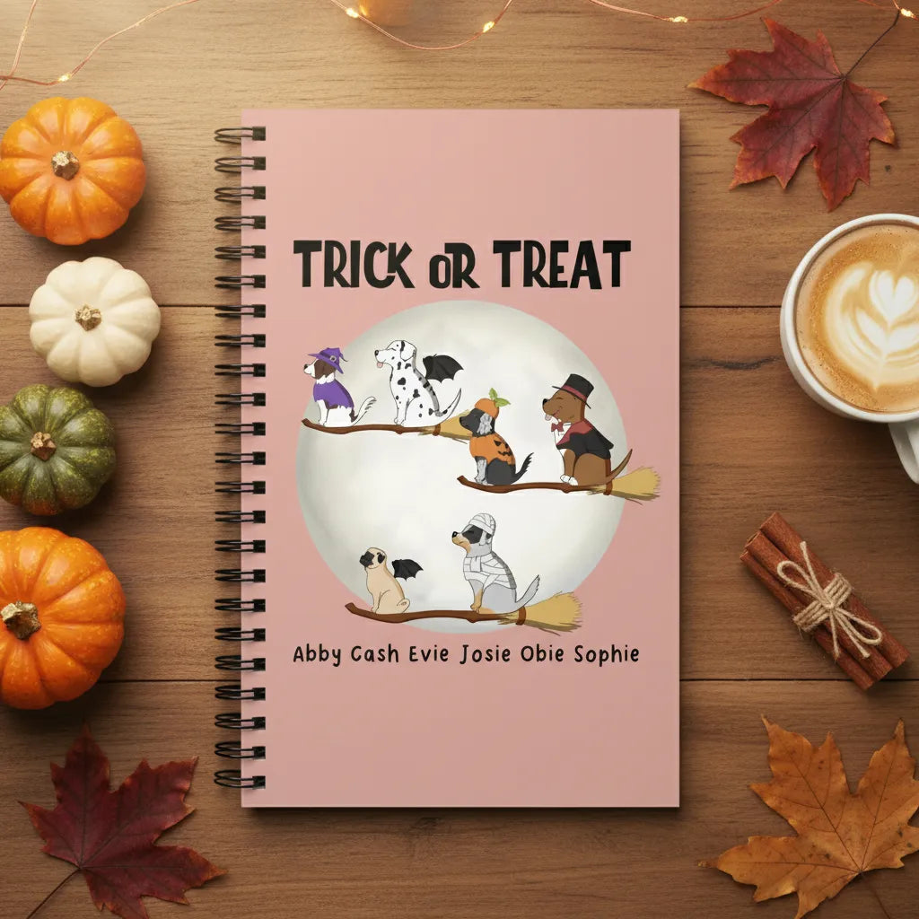 Süßes oder Saures Hunde Halloween Spiralnotizbuch