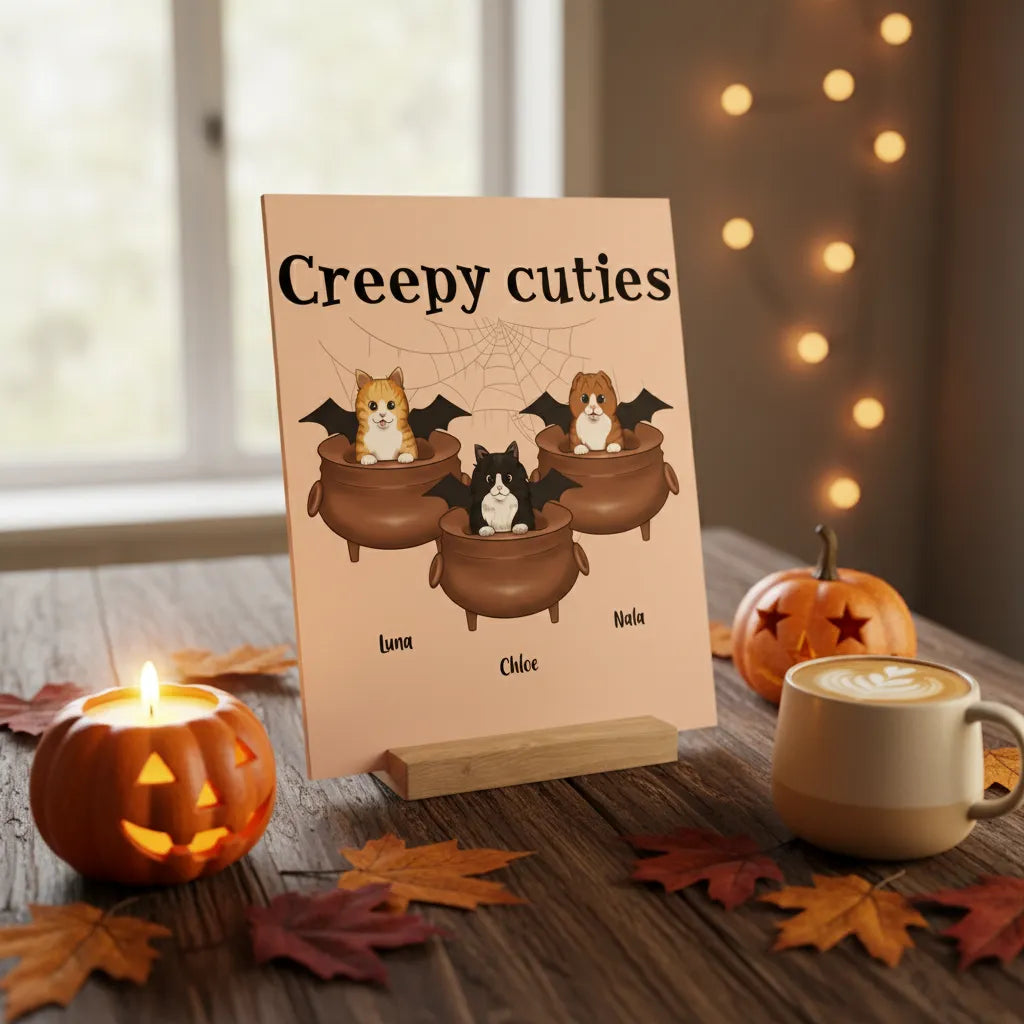 Gruselig Süße Katzen Halloween Galerietafel mit Ständer