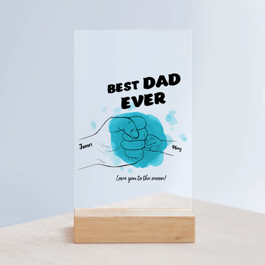 Bester Papa aller Zeiten Acrylschild mit Holzständer