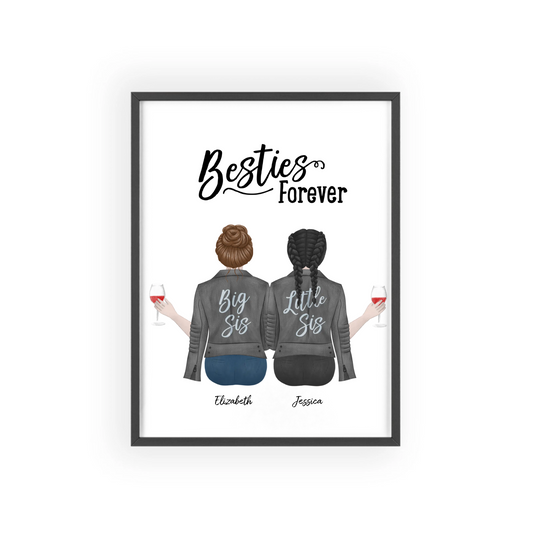 Beste Freunde für immer Poster mit Holzrahmen
