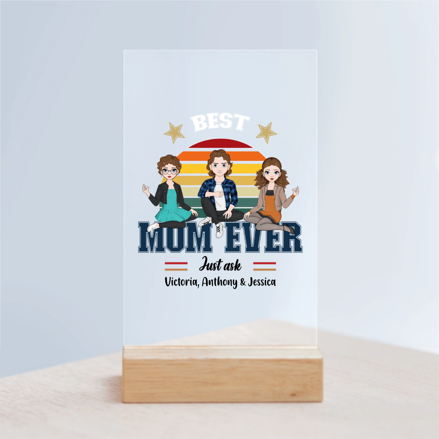 Beste Mama aller Zeiten Acrylschild mit Holzständer