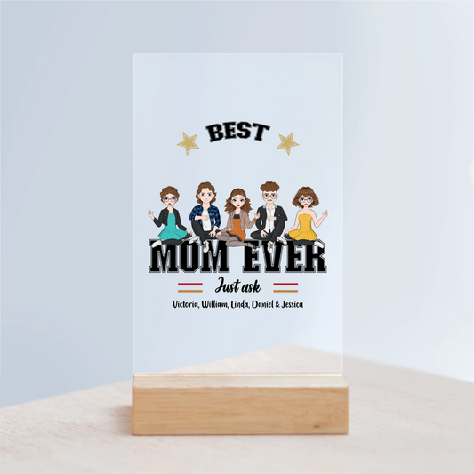 Beste Mama aller Zeiten Acrylschild mit Holzständer