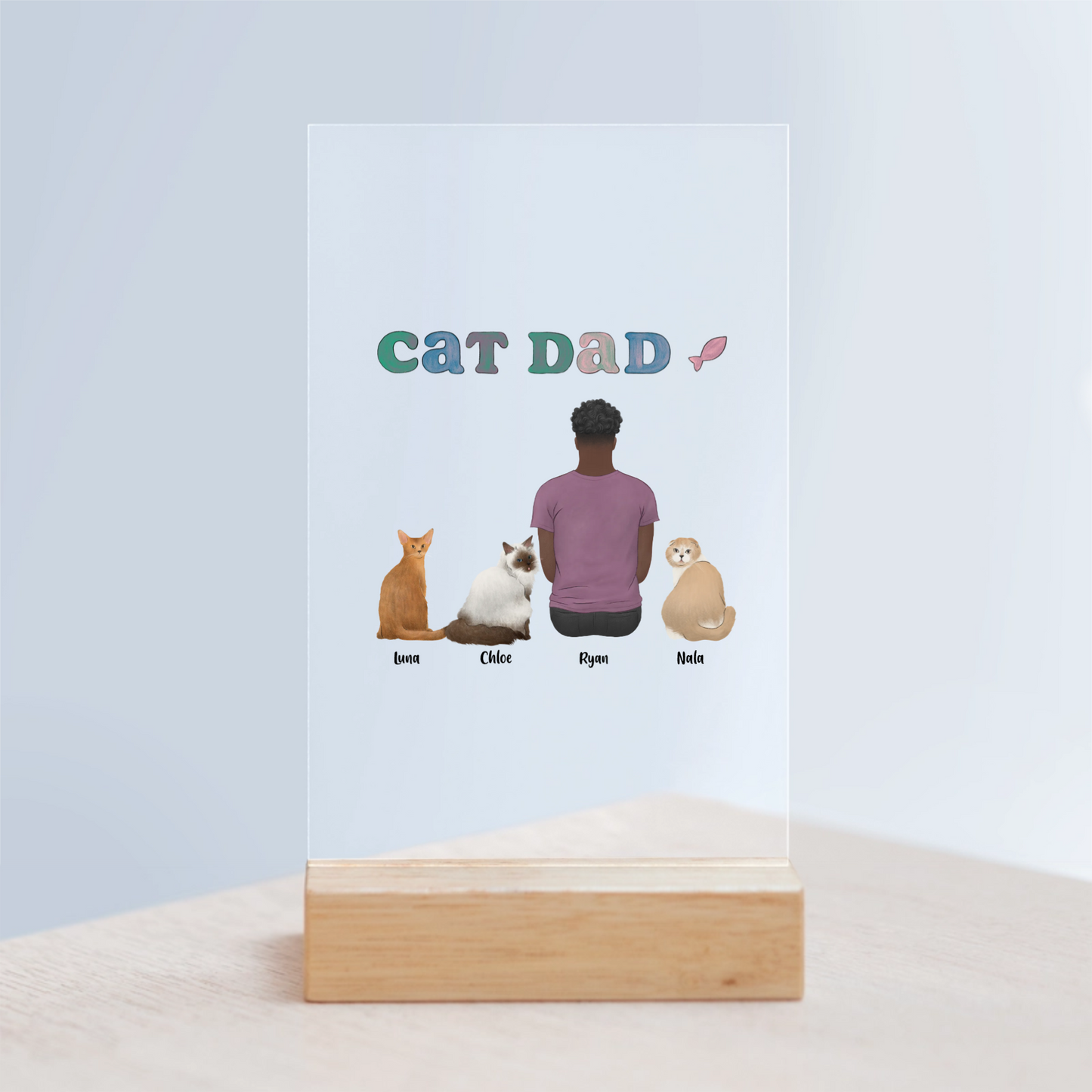 Katzenpapa Acrylschild mit Holzständer