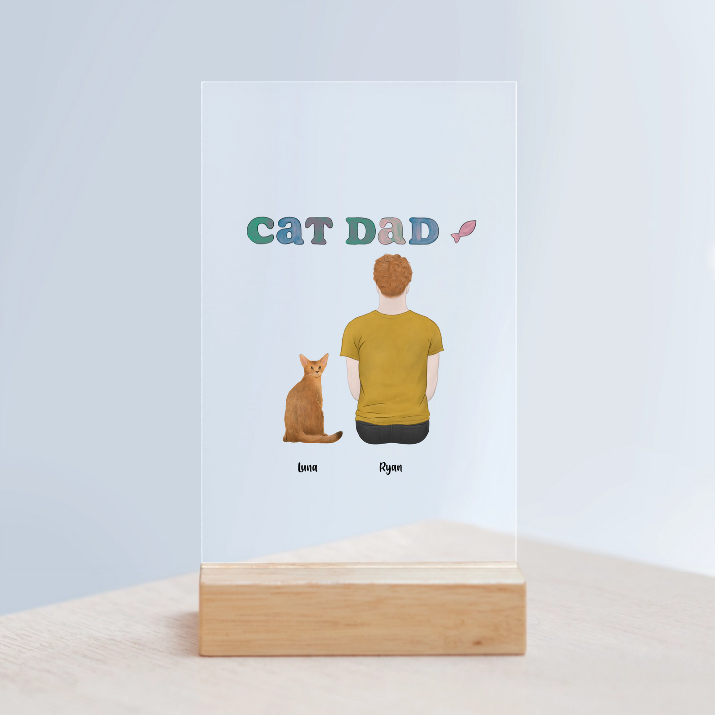 Katzenpapa Acrylschild mit Holzständer