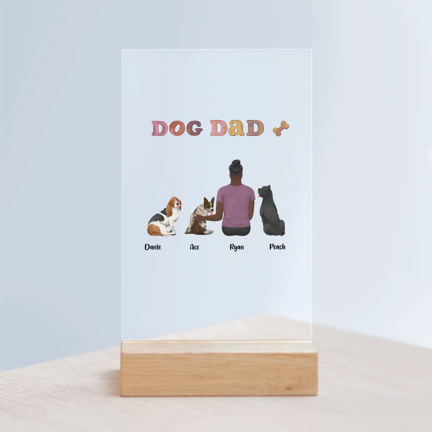Hundepapa Acrylschild mit Holzständer