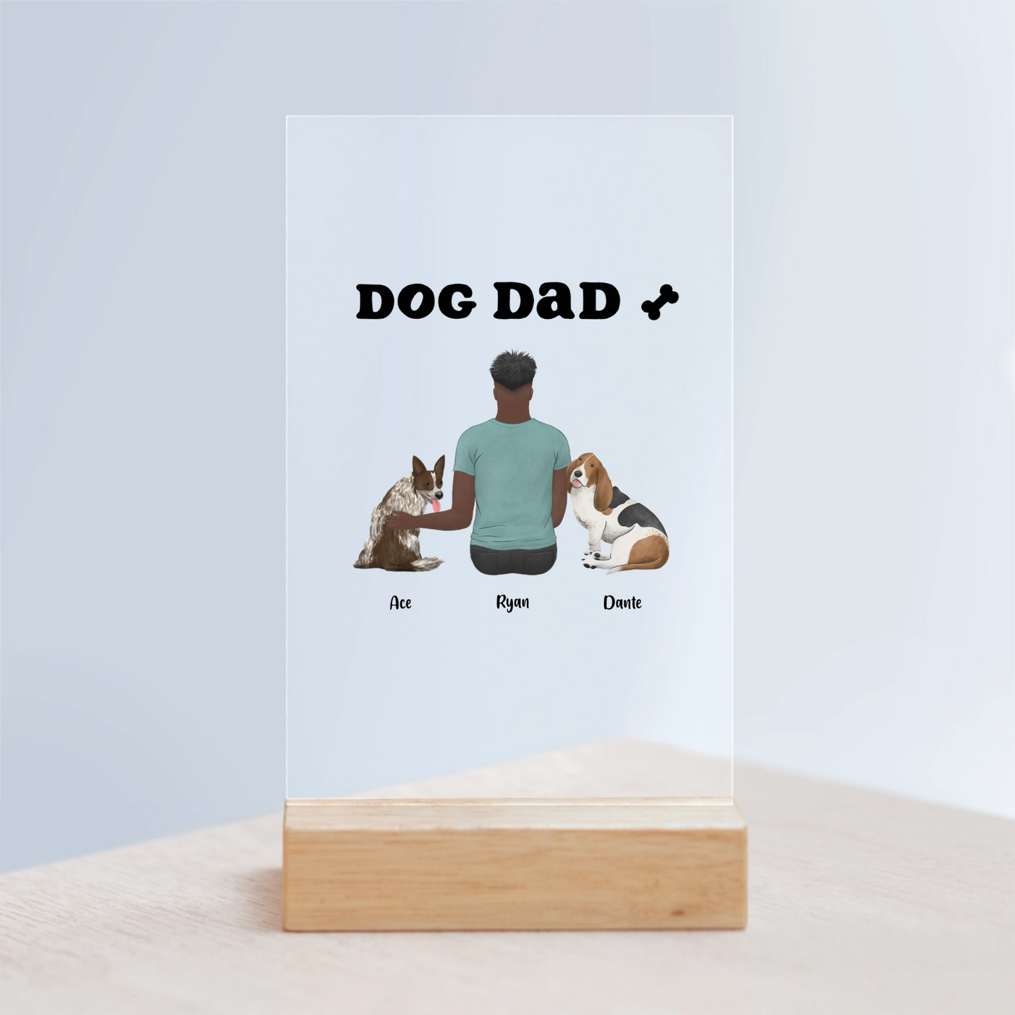 Hundepapa Acrylschild mit Holzständer