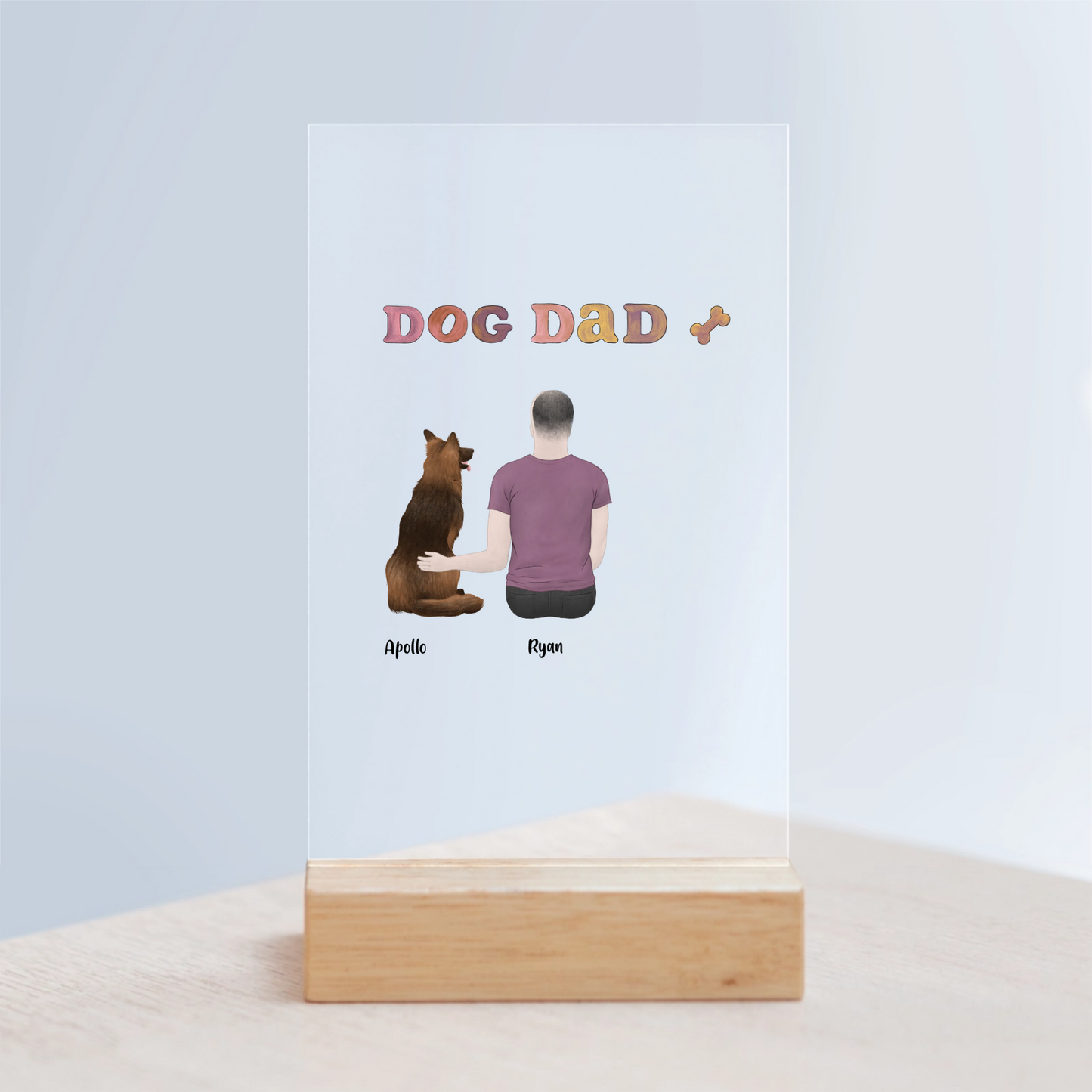 Hundepapa Acrylschild mit Holzständer