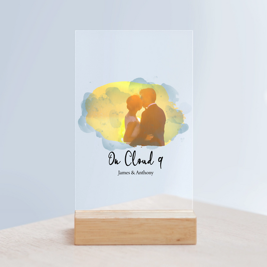 Bildwolke Acrylschild mit Holzständer