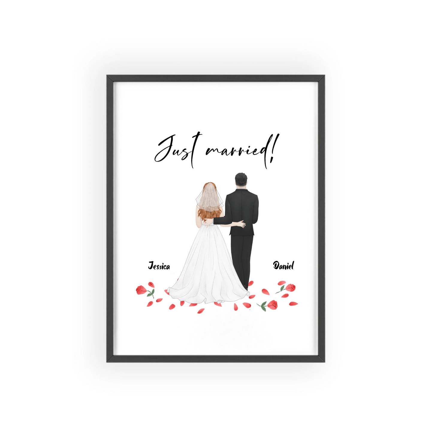 Frisch verheiratet Poster mit Holzrahmen
