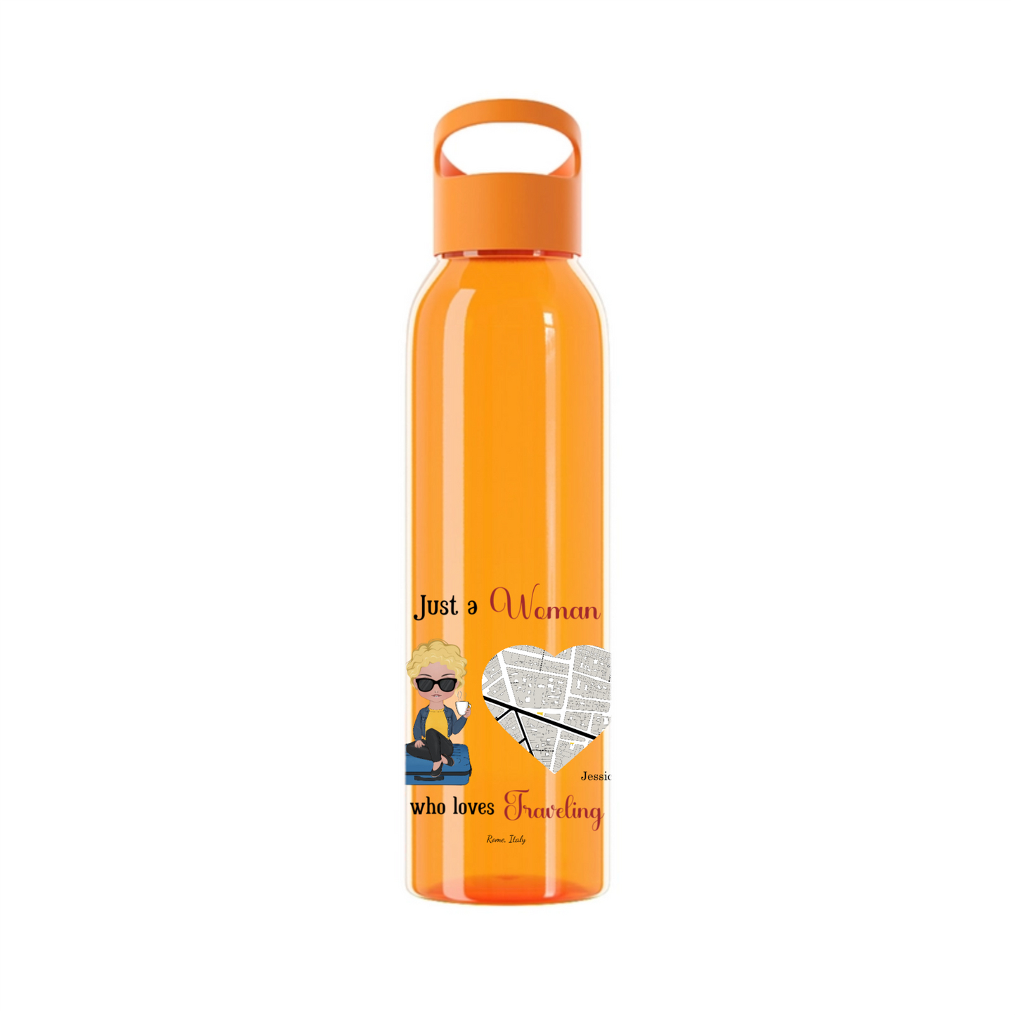 Nur ein Mädchen, das das Reisen liebt Wasserflasche 650 ml