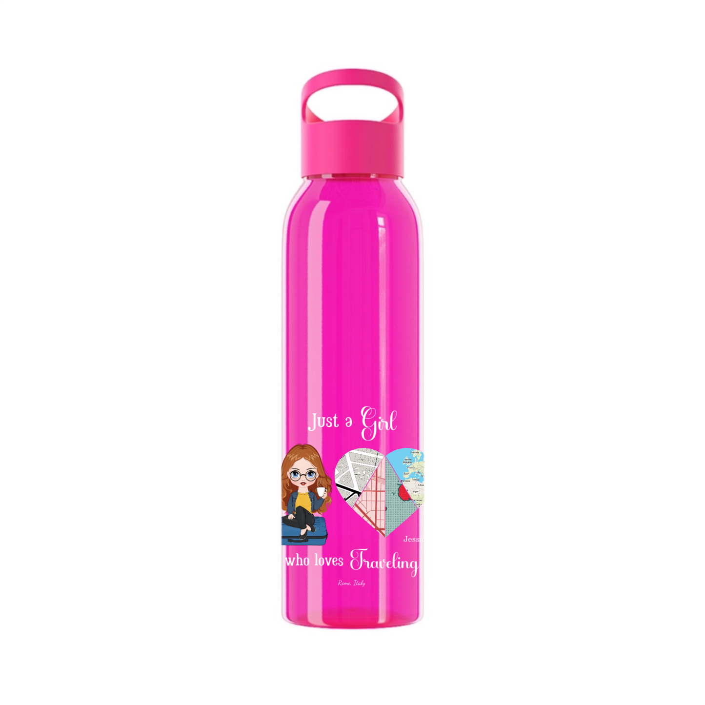 Nur ein Mädchen, das das Reisen liebt Wasserflasche 650 ml