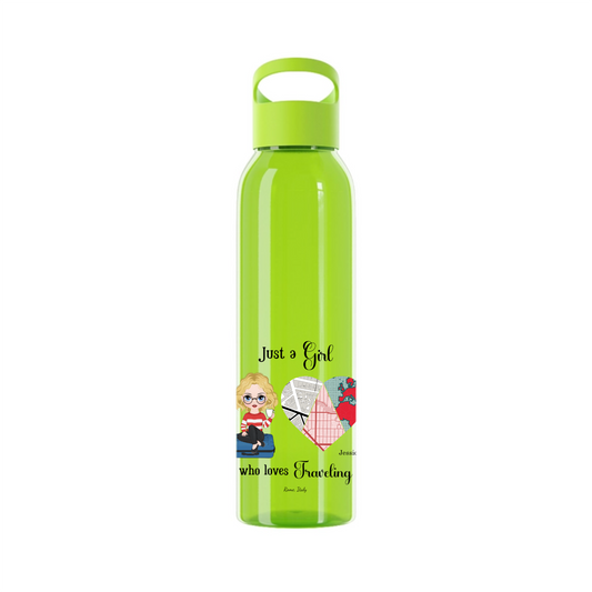 Nur ein Mädchen, das das Reisen liebt Wasserflasche 650 ml