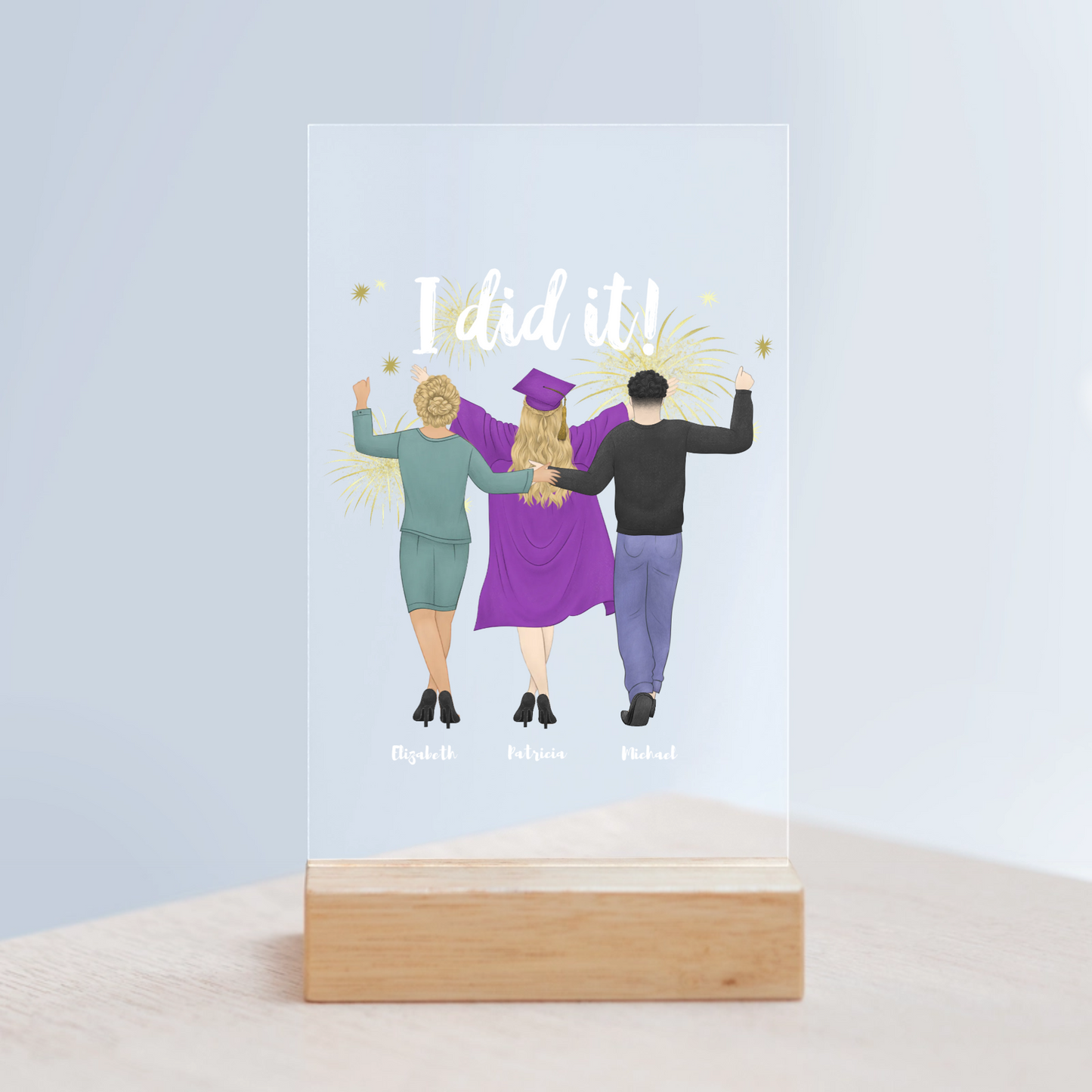 Gemeistert Acrylschild mit Holzständer