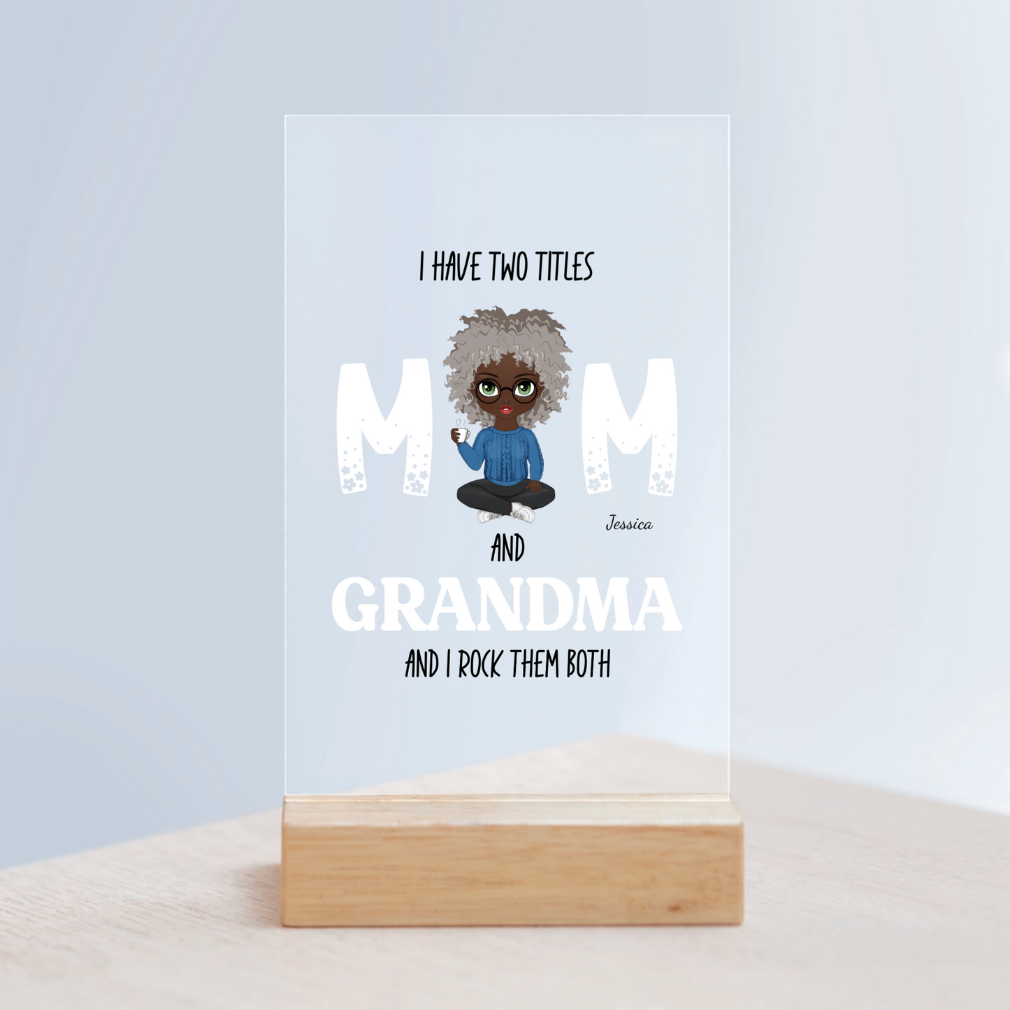 Personalisiertes Mama Acrylschild mit Holzständer