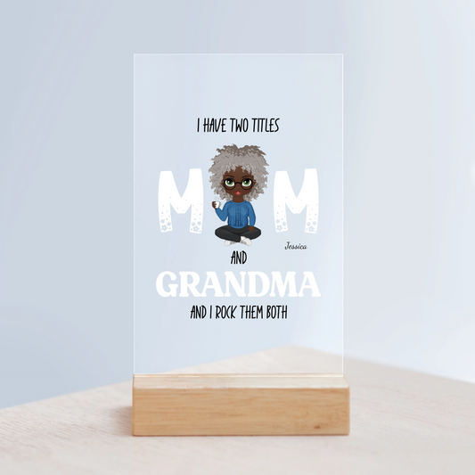 Personalisiertes Mama Acrylschild mit Holzständer