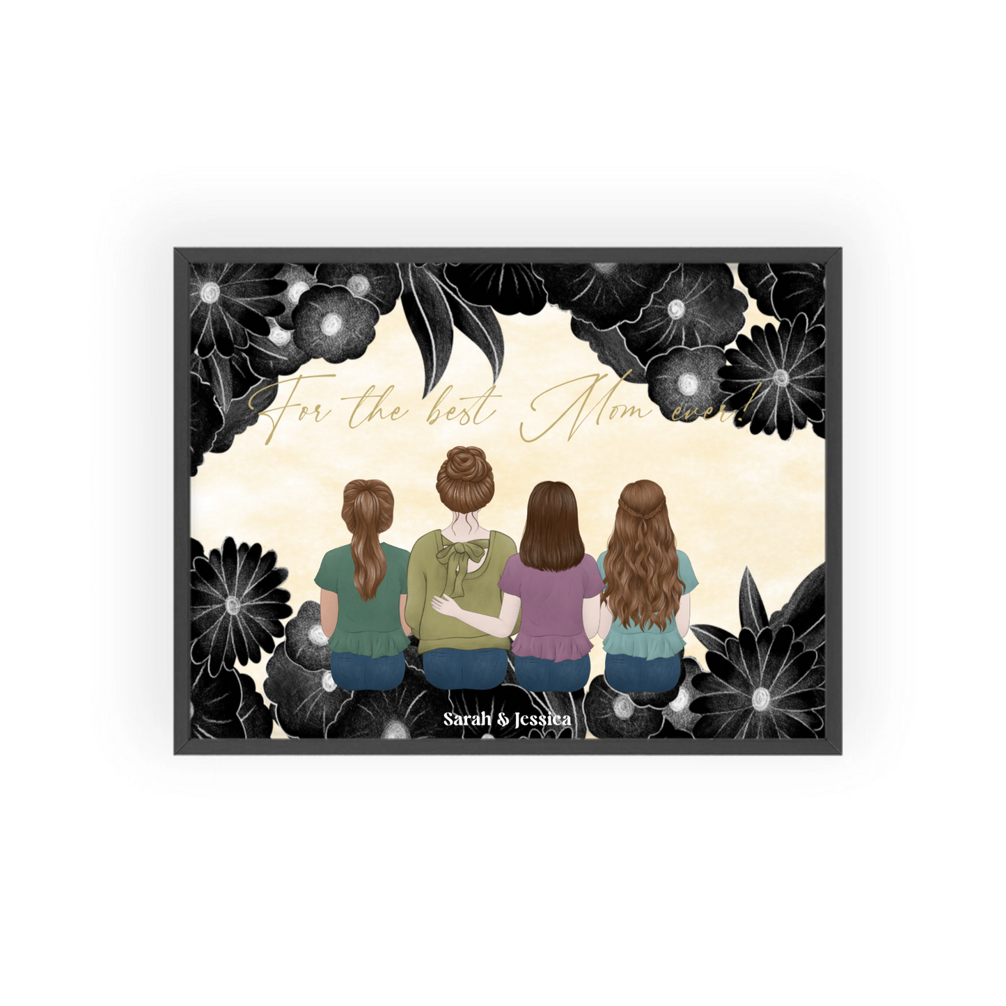 Mutter und Tochter Poster mit Holzrahmen