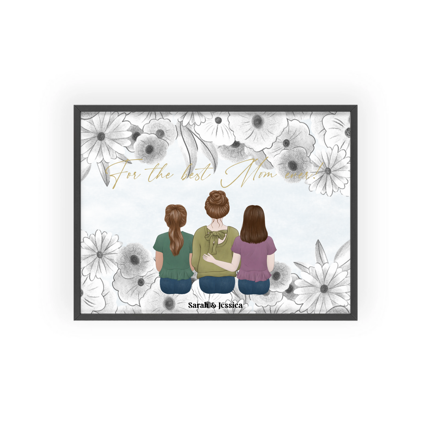 Mutter und Tochter Poster mit Holzrahmen