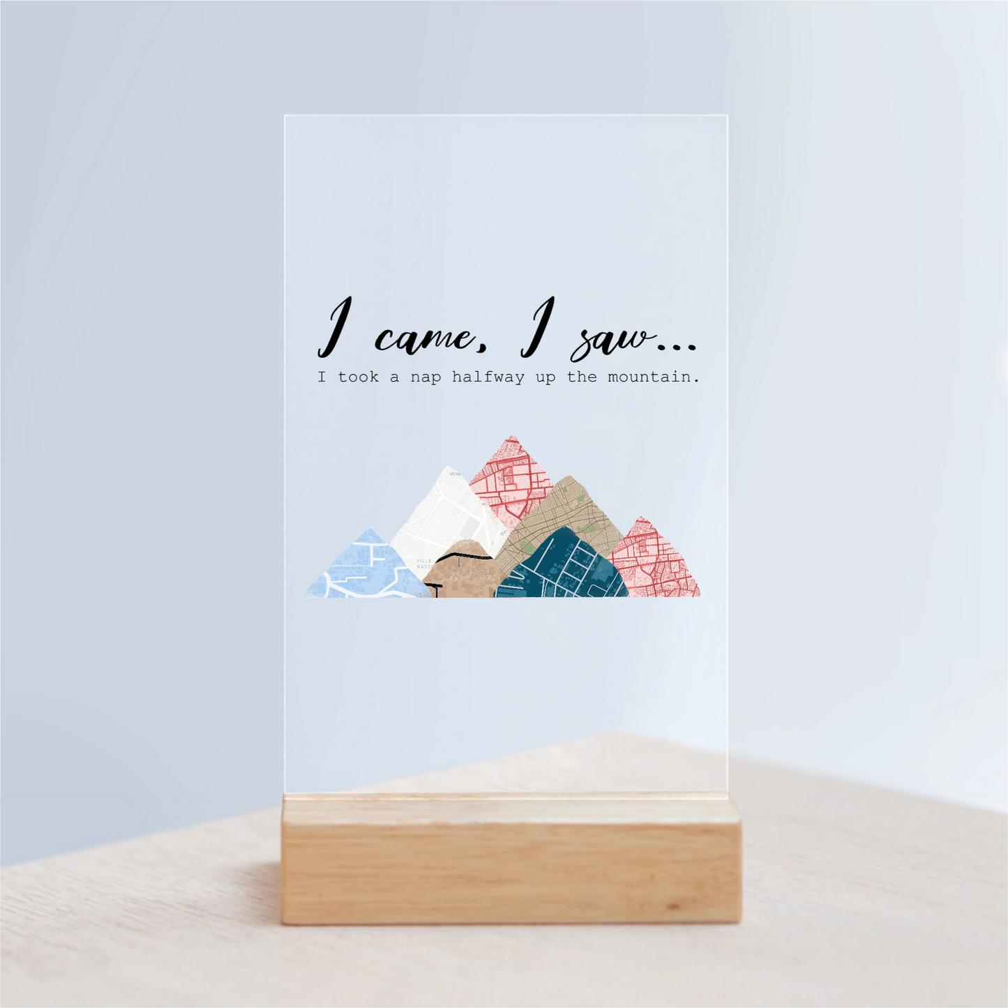 Berg Acrylschild mit Holzständer