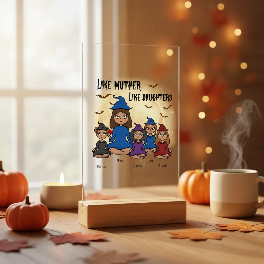 Wie die Mutter, so die Tochter Halloween Acrylschild mit Holzständer