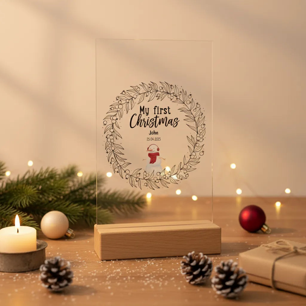 Mein erstes Weihnachten Acrylschild mit Holzständer