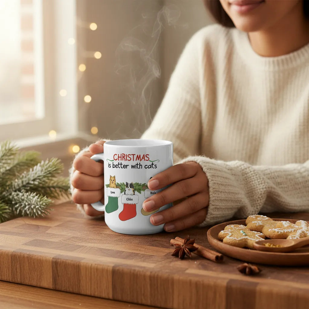 Weihnachten ist schöner mit Katzen Keramiktasse