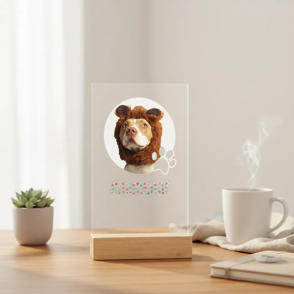 Haustierfoto Acrylschild mit Holzständer