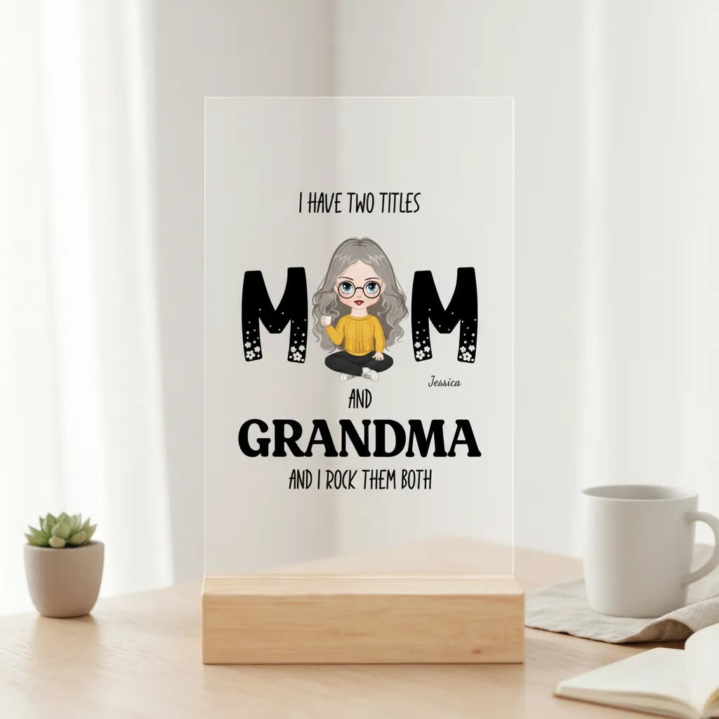 Personalisiertes Mama Acrylschild mit Holzständer