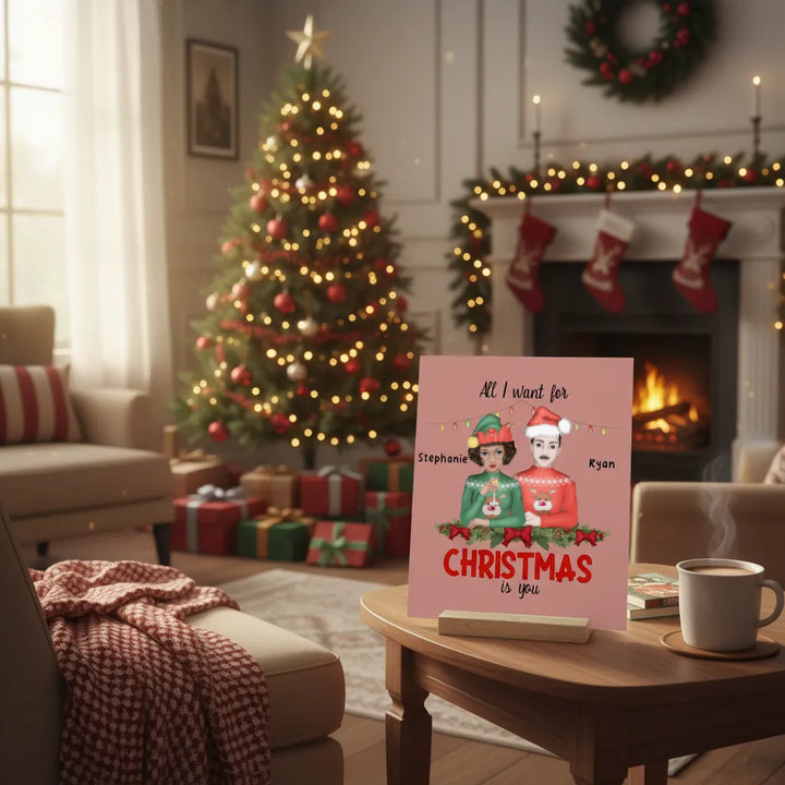 Alles was ich mir zu Weihnachten wünsche bist du Galerietafel mit Ständer