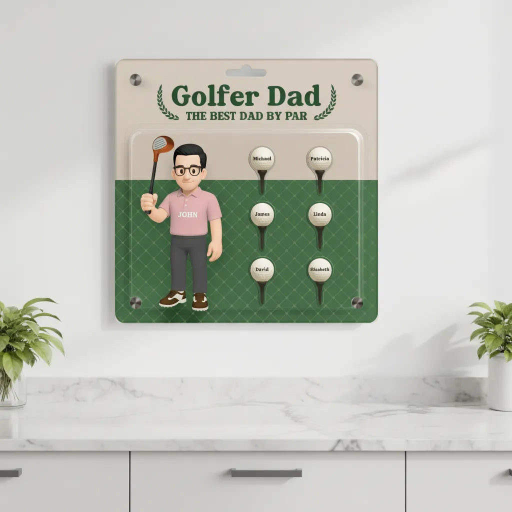 Golfer Papa Acryl Wandkunst Panel