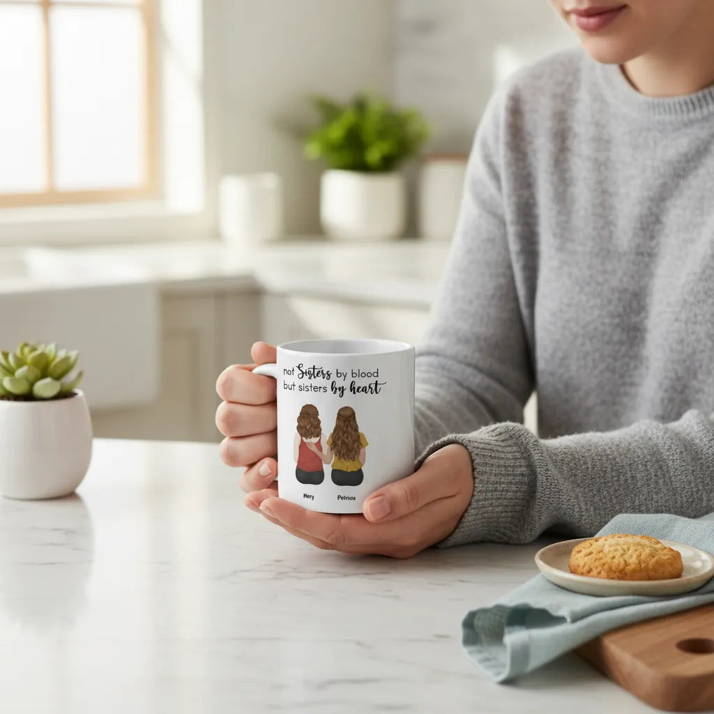 Nicht Schwestern durch Blut, sondern Schwestern durch Herzen Keramiktasse