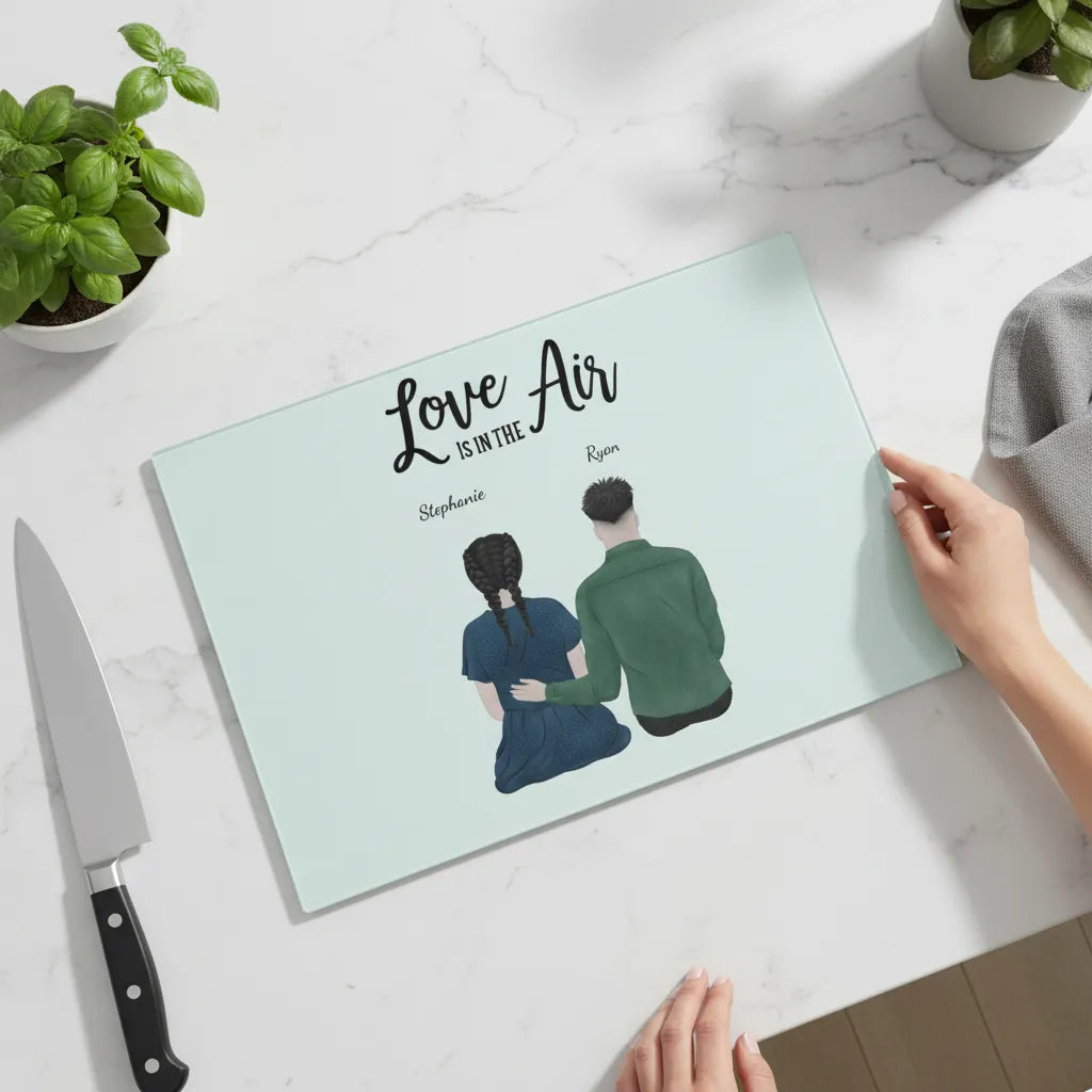 Liebe liegt in der Luft Glasschneidebrett