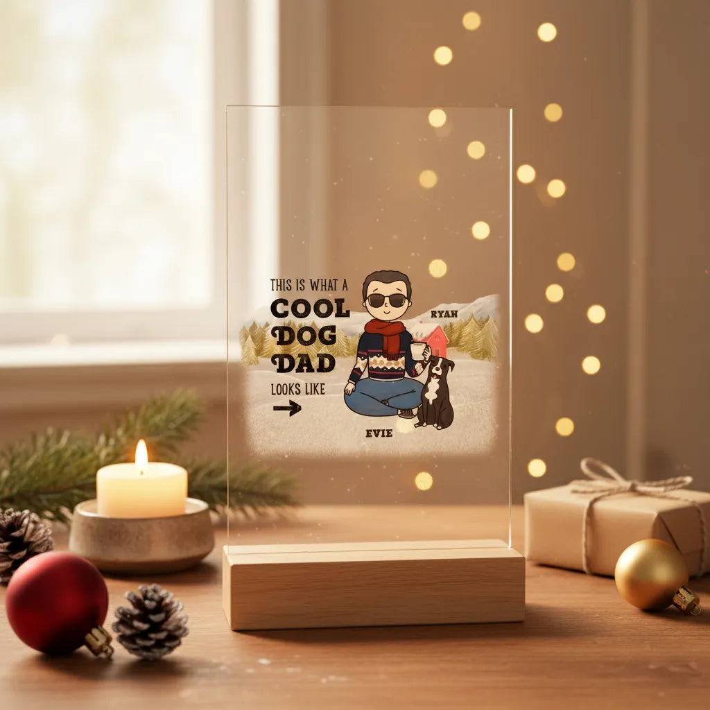 Cooler Haustierpapa Weihnacht Acrylschild mit Holzständer