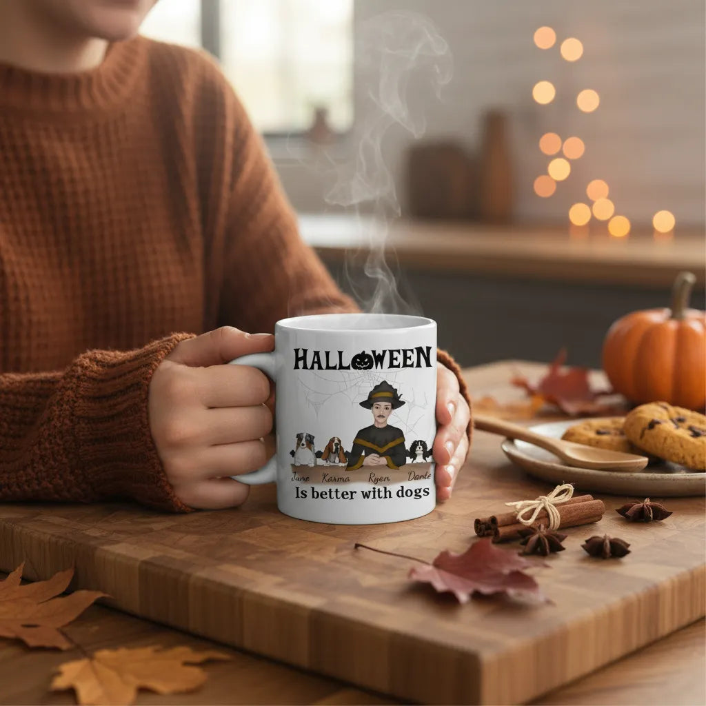 Halloween ist besser mit Hunden Keramiktasse