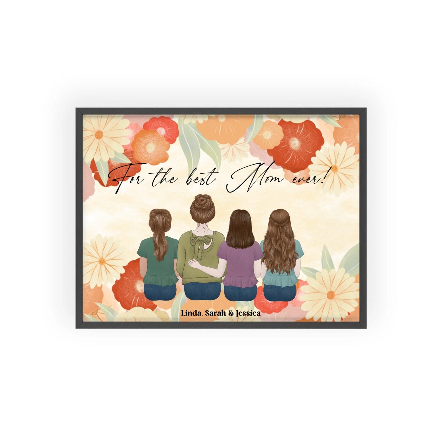 Mutter und Tochter Poster mit Holzrahmen