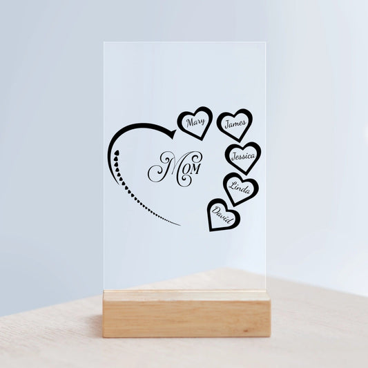 Herz Acrylschild mit Holzständer