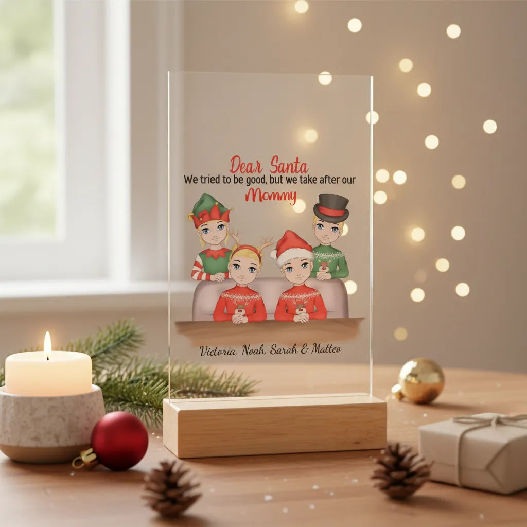 Lieber Weihnachtsmann Acrylschild mit Holzständer
