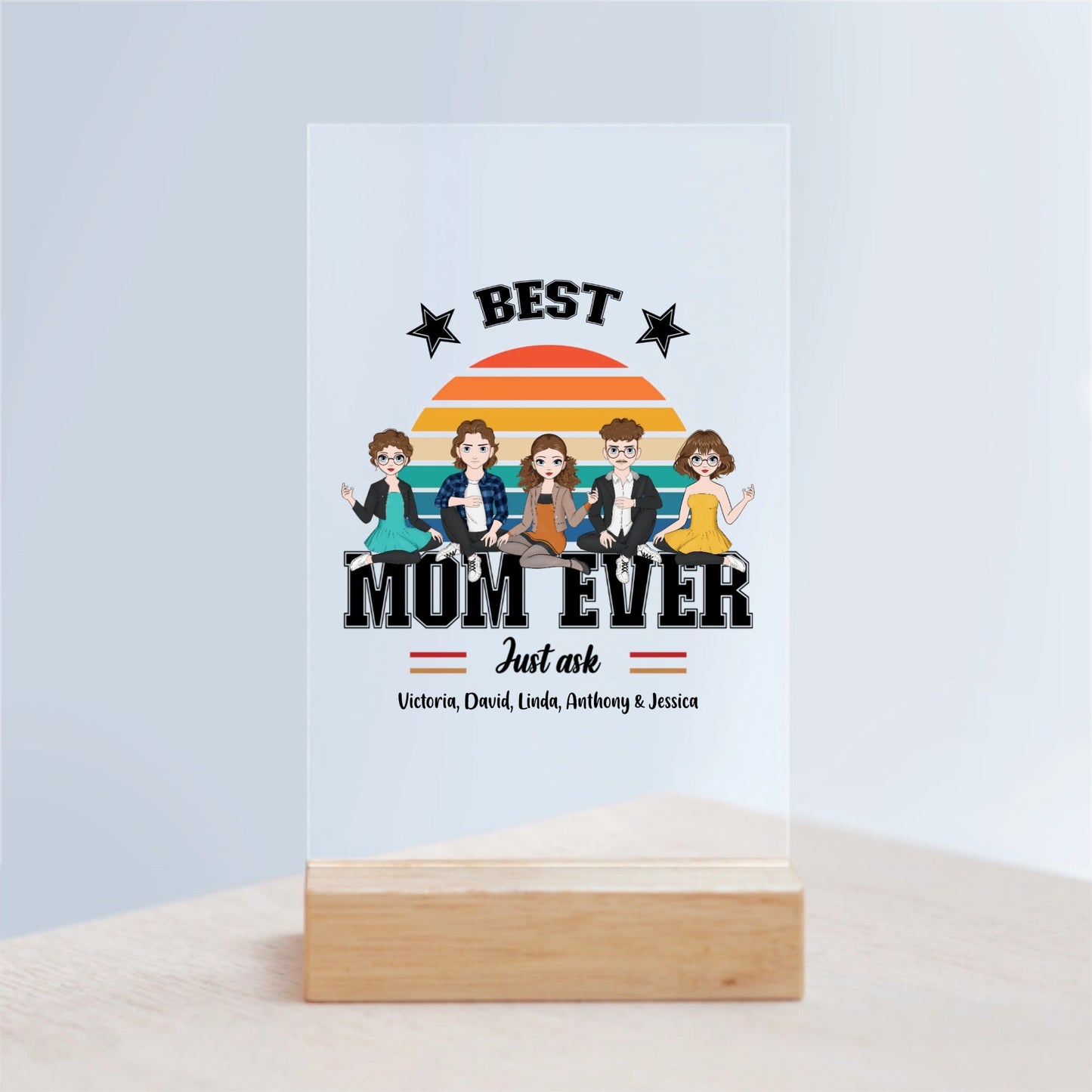 Beste Mama aller Zeiten Acrylschild mit Holzständer