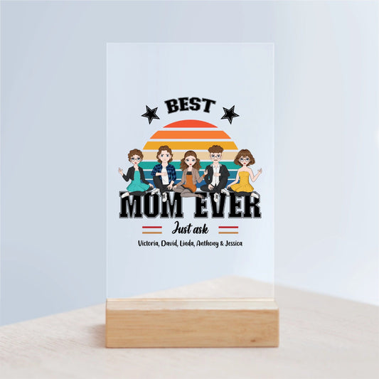 Beste Mama aller Zeiten Acrylschild mit Holzständer