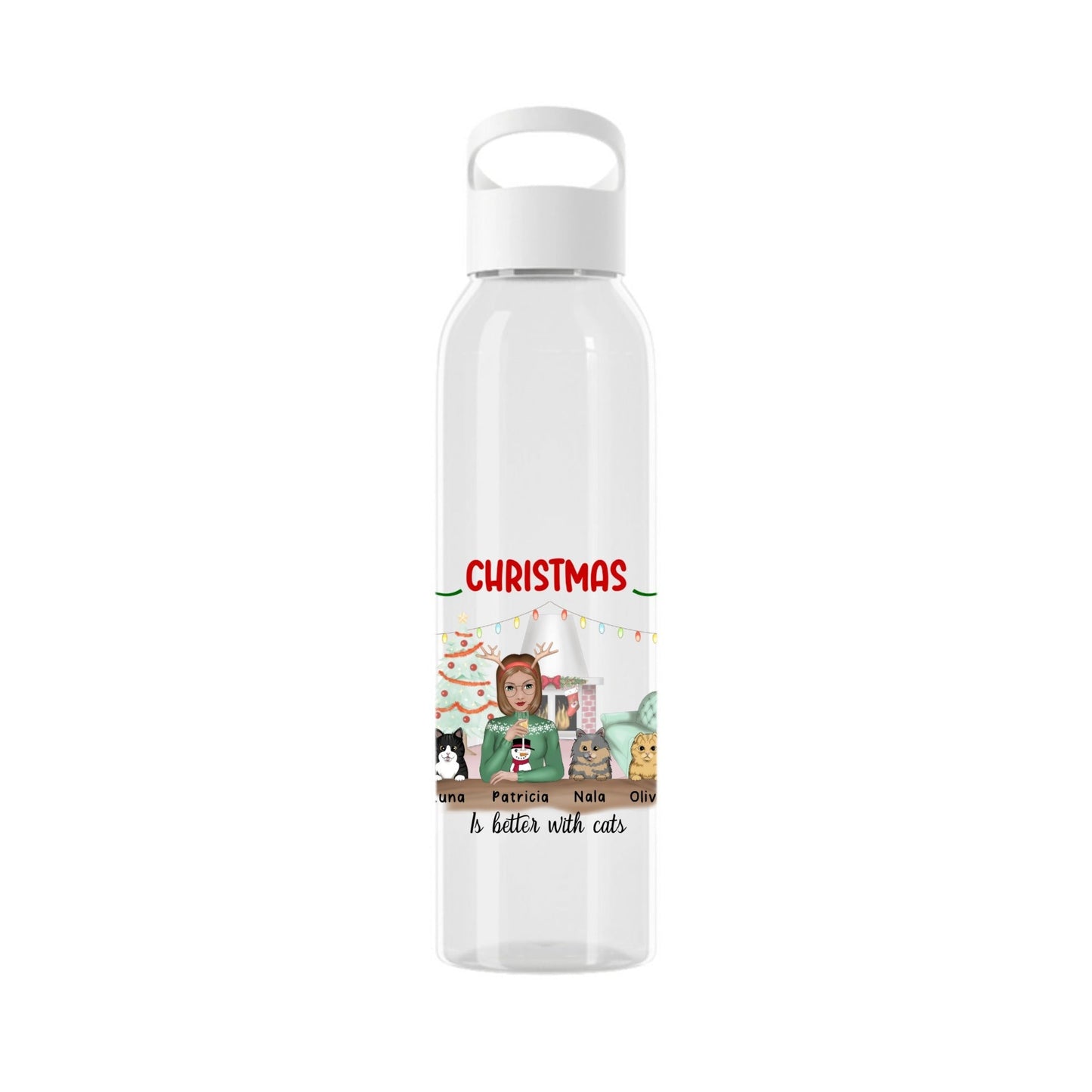 Weihnachten ist schöner mit Katzen Wasserflasche 650 ml