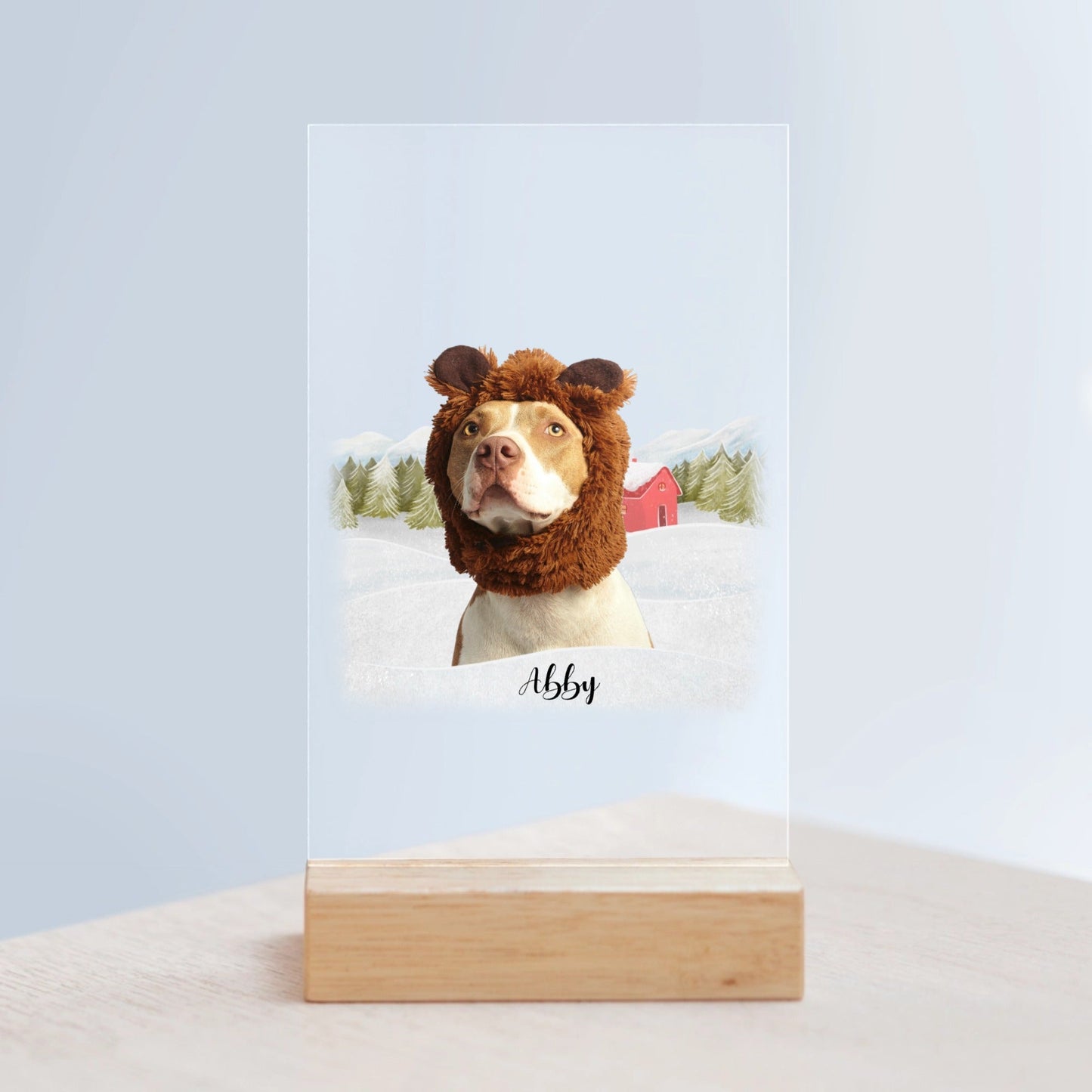 Weihnachten mit meinem Haustier Acrylschild mit Holzständer