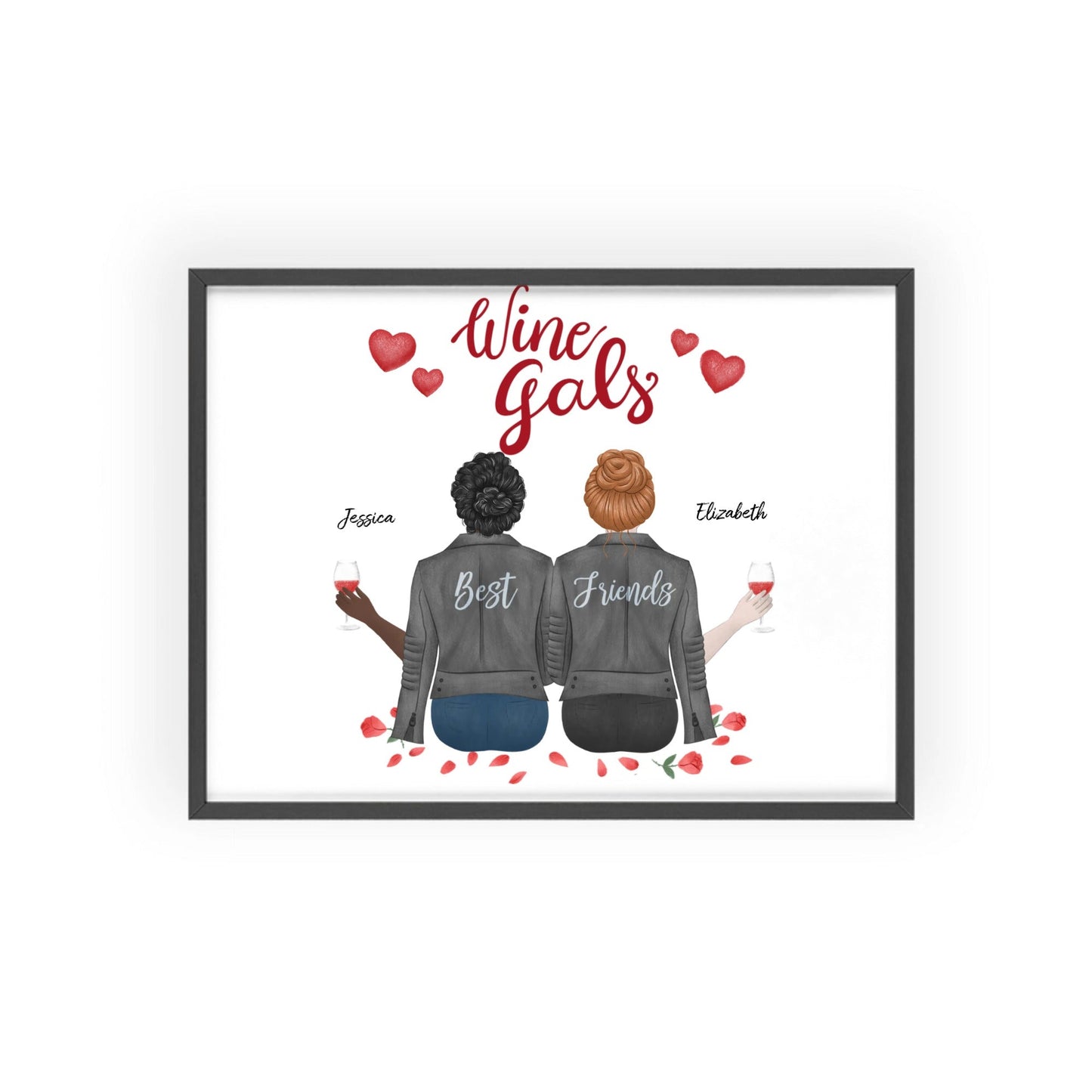 Wine Girls Poster mit Holzrahmen