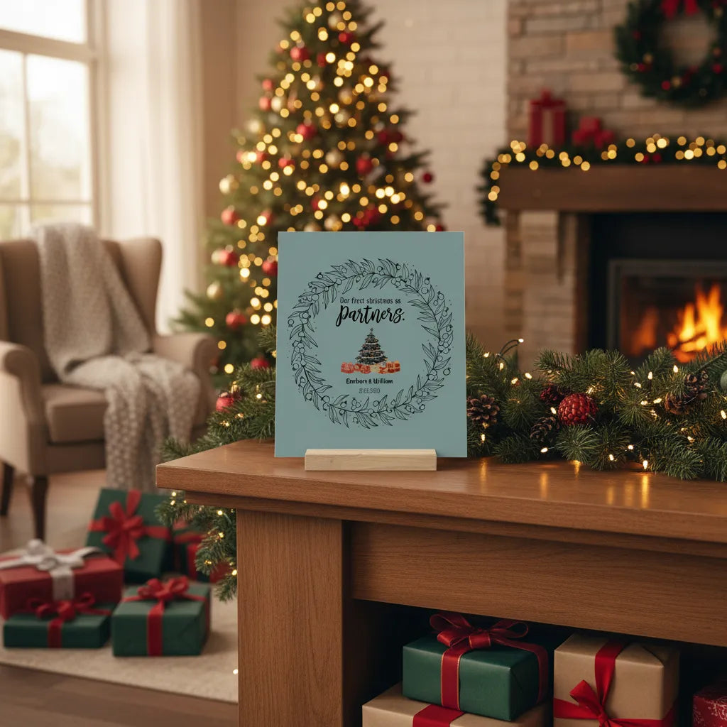 Unser erstes Weihnachten als Partner Galerietafel mit Ständer