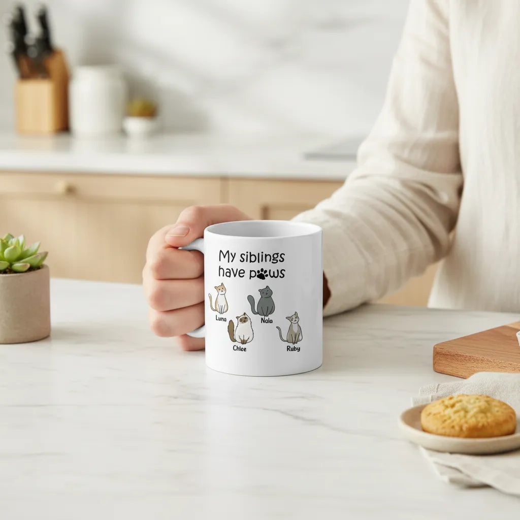 Meine Geschwister haben Pfoten Keramiktasse