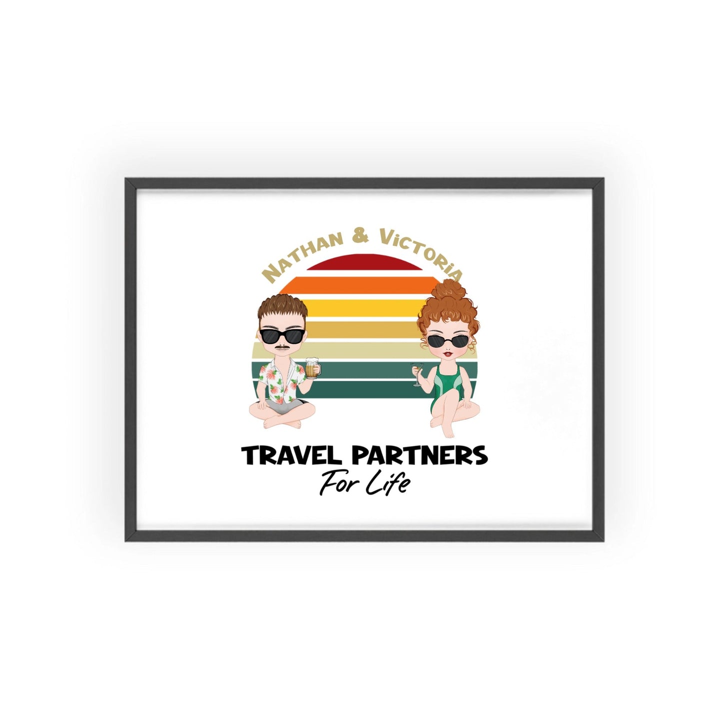 Reisepartner fürs Leben Poster mit Holzrahmen