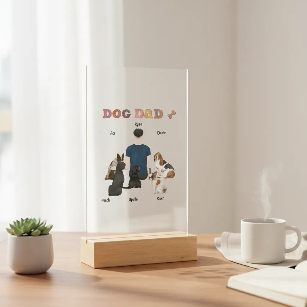 Hundepapa Acrylschild mit Holzständer