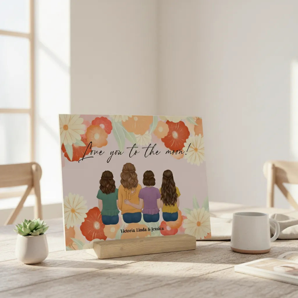 Mutter und Tochter Galerietafel mit Ständer