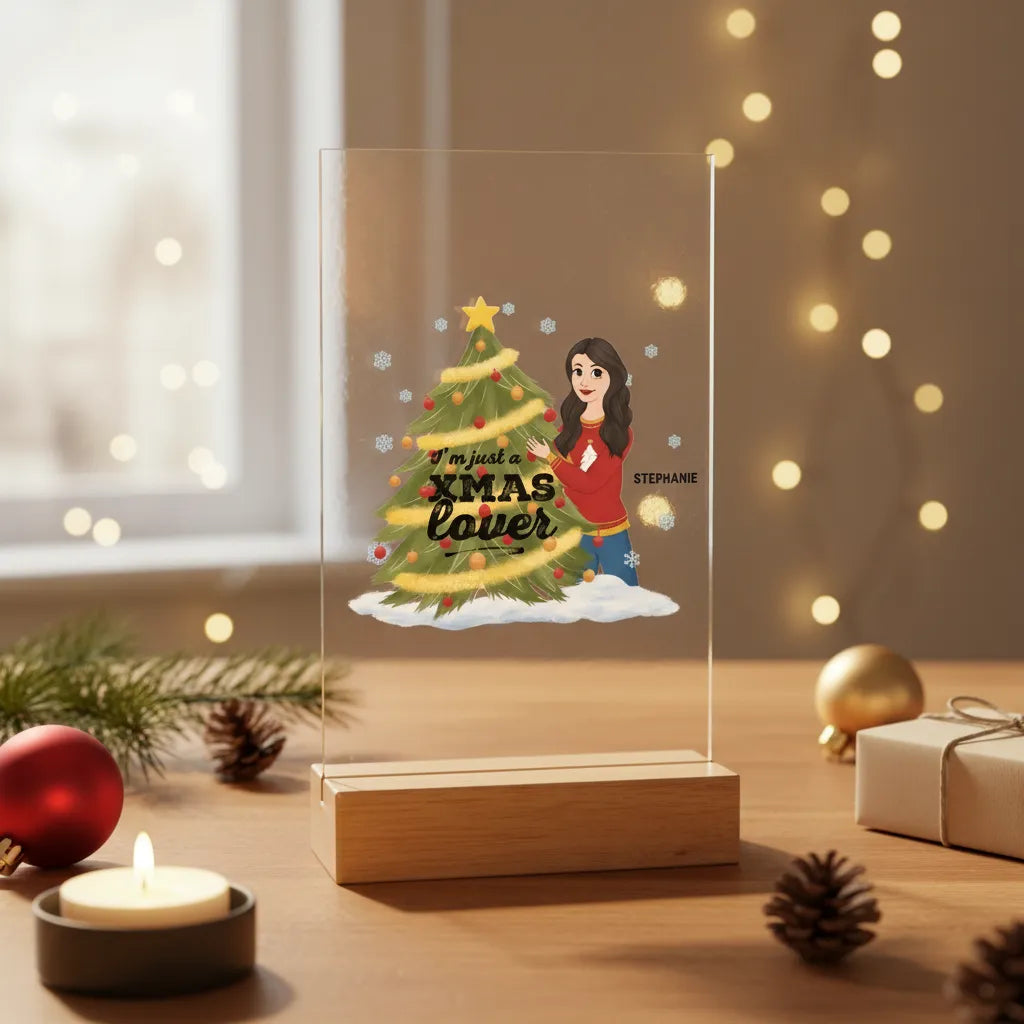 Christmas lover Weihnacht Acrylschild mit Holzständer