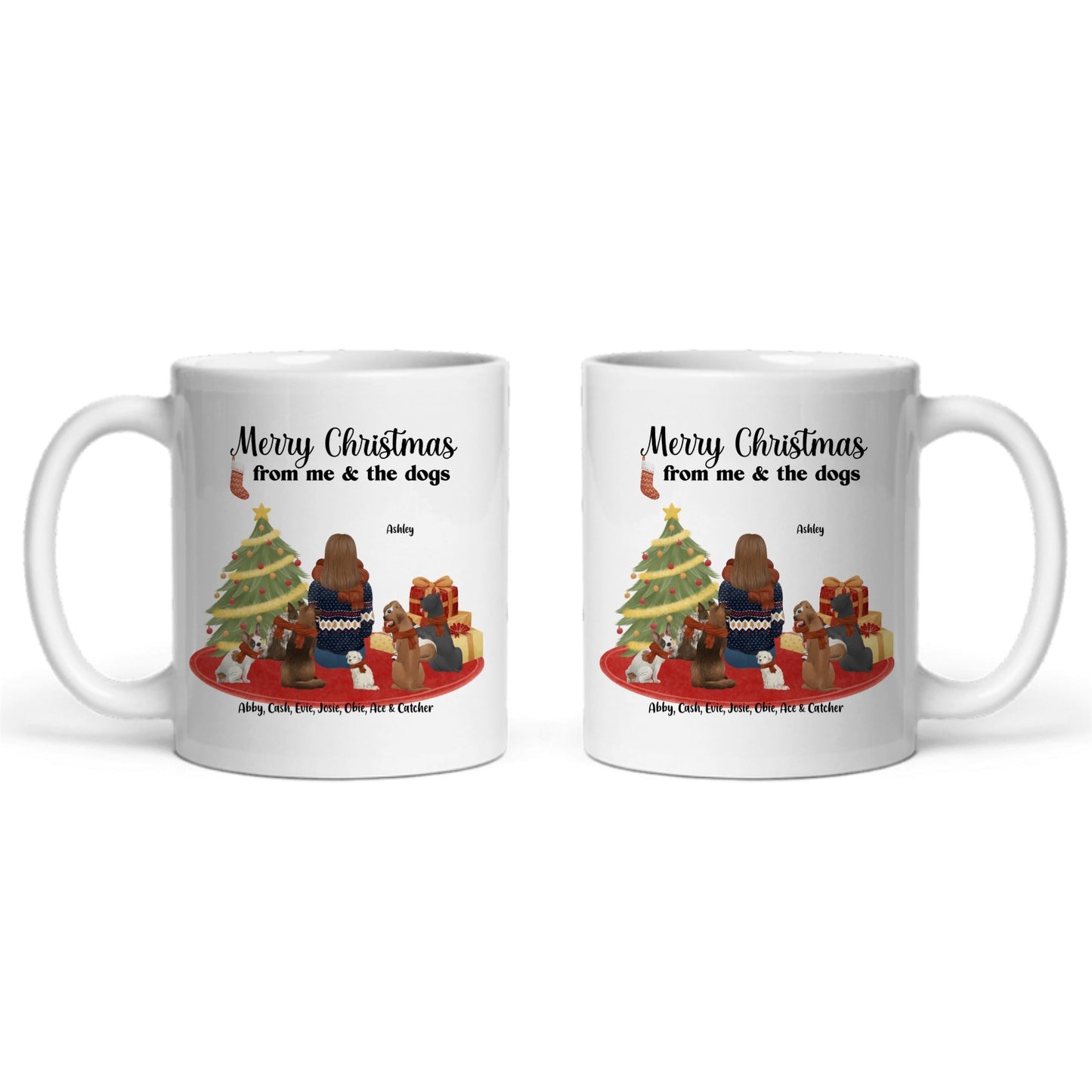 Frohe Weihnachten von mir und den Hunden Keramiktasse