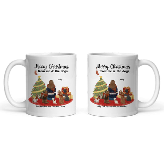 Frohe Weihnachten von mir und den Hunden Keramiktasse