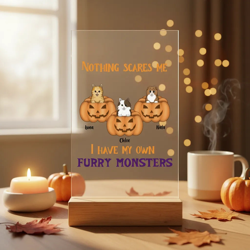 Nichts macht mir Angst Halloween Acrylschild mit Holzständer